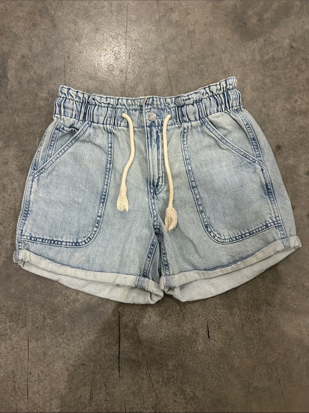 Maurices Light Blue Denim Drawstring Waist Shorts